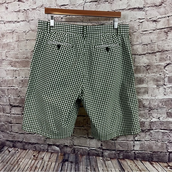 Banana Republic Green Check Flat Front Chino Shorts - Picture 5 of 8